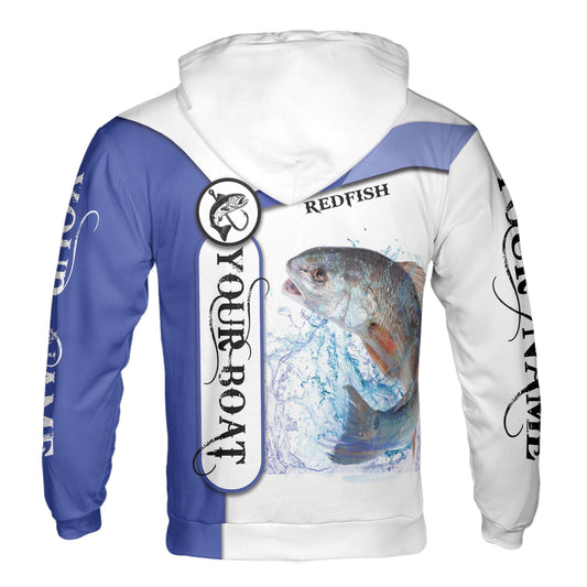 Customized Redfish Fishing Lover Fisherman Sweatshirt Custom Fishing Boat Hoodie S-5XL