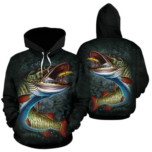 Unisex Novelty Hoodies Musky Fishing Pullover Sweatshirt  Musky Fishing Hoodies with Front Pocket Gifts For Men And Women Chrismas Birthday